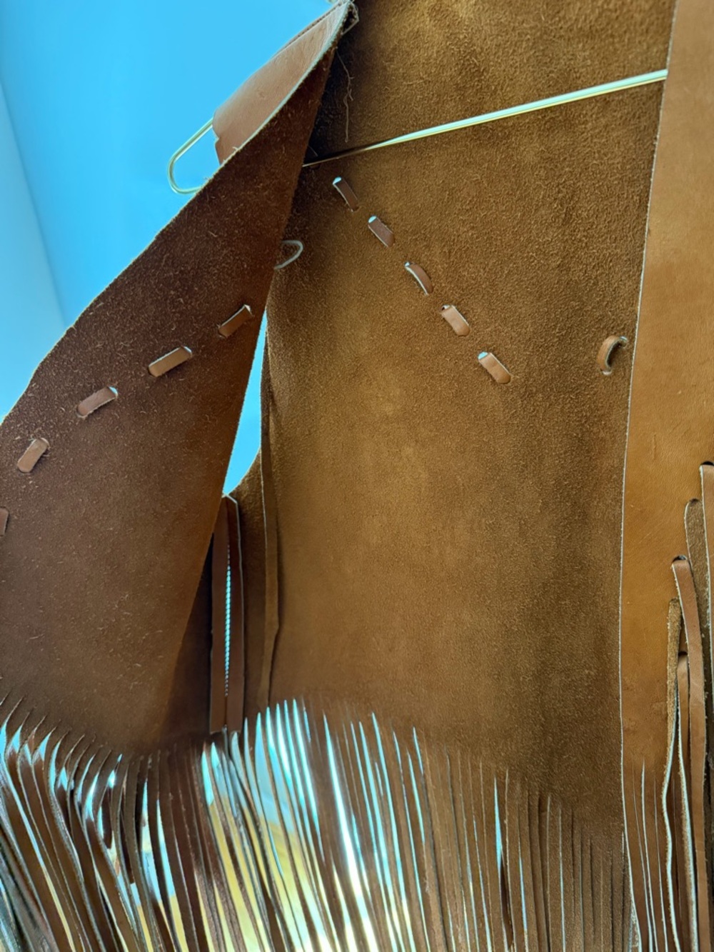 Vintage  Brown 70’s Boho Leather Fringe Vest - Picture 5 of 7
